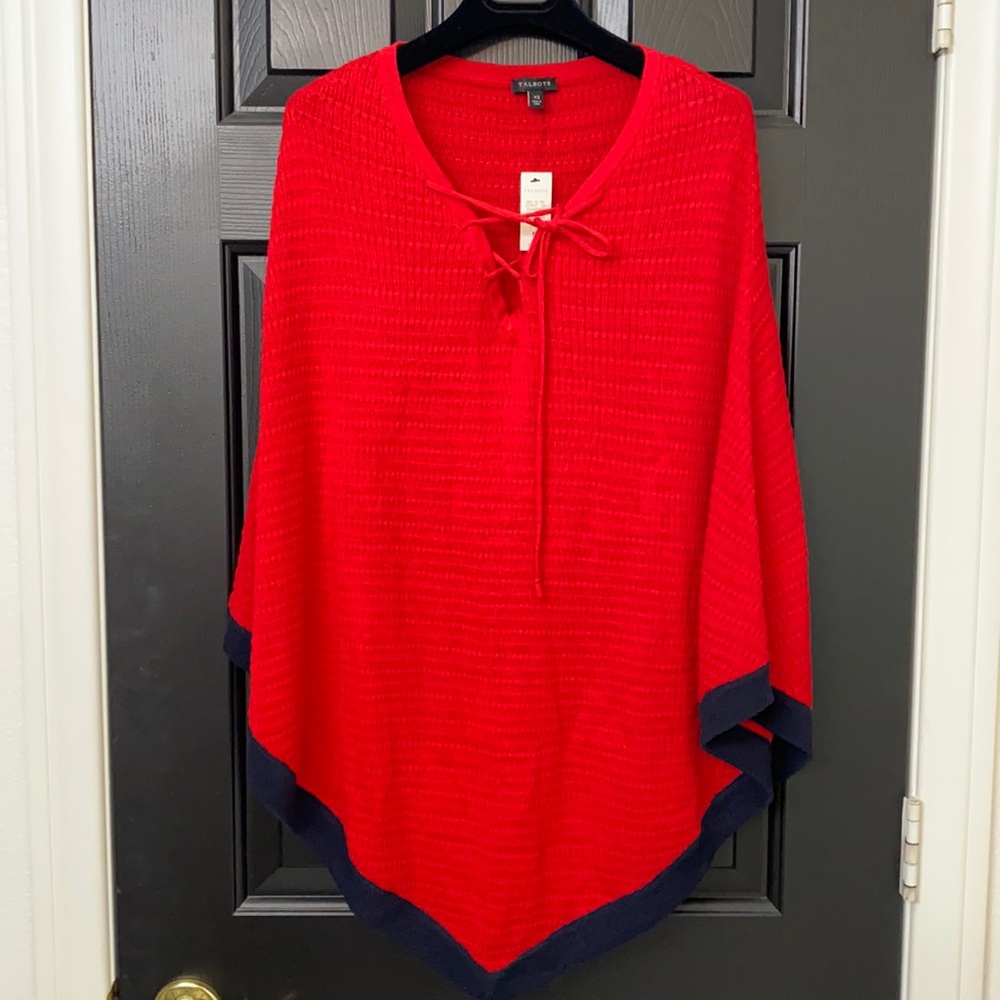 Talbots Red knit cape